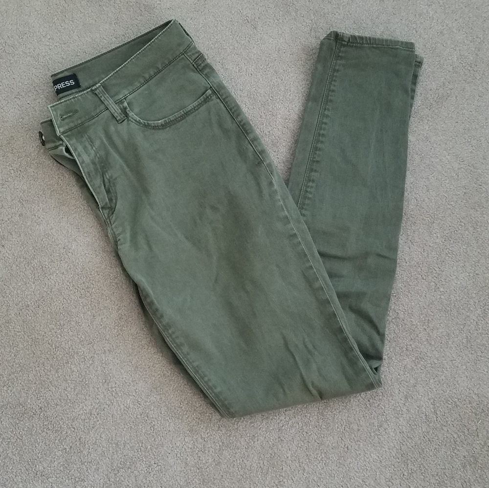Express jeggings light army green